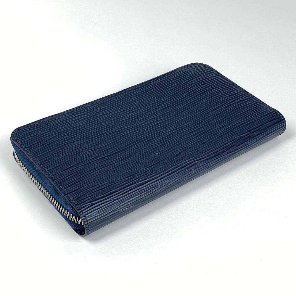 Louis Vuitton Round Leather Zippy Wallet Blue Epi Long Zipper Indigo Blue